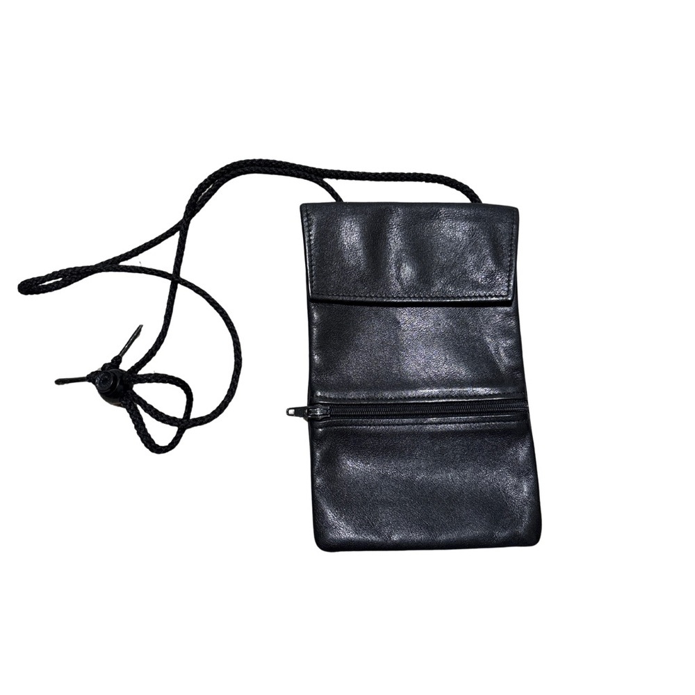 Tilly genuine Black Leather Crossbody wallet money Bag